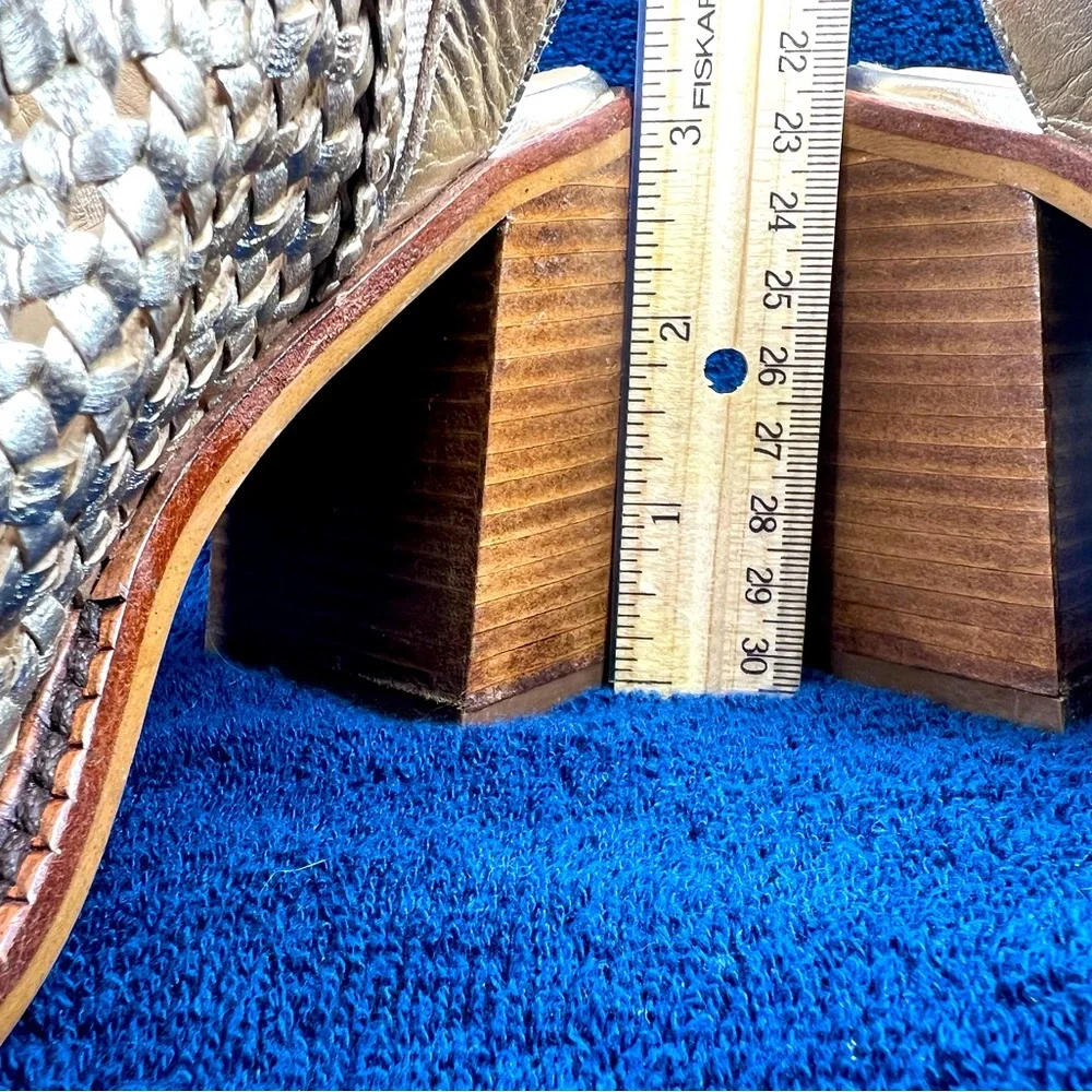SAINT G, Gold, woven, chunky, 3 inch heel. Size 8, Worn Once